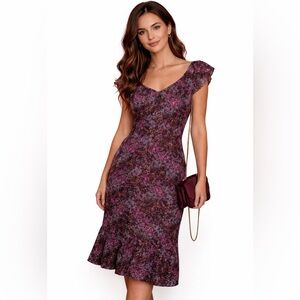 PAIGE Purple and Pink Ruffled Tiered Maxi Dress
